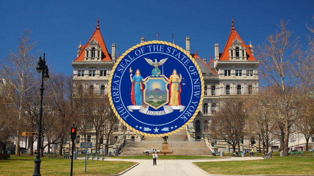 A pen resting on an unsigned bill document on a governor's desk representing the New York data center moratorium bill awaiting Governor Hochul's signature